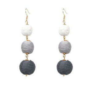 Earrings jewelry fashion long statement bold gray white gold tone fun